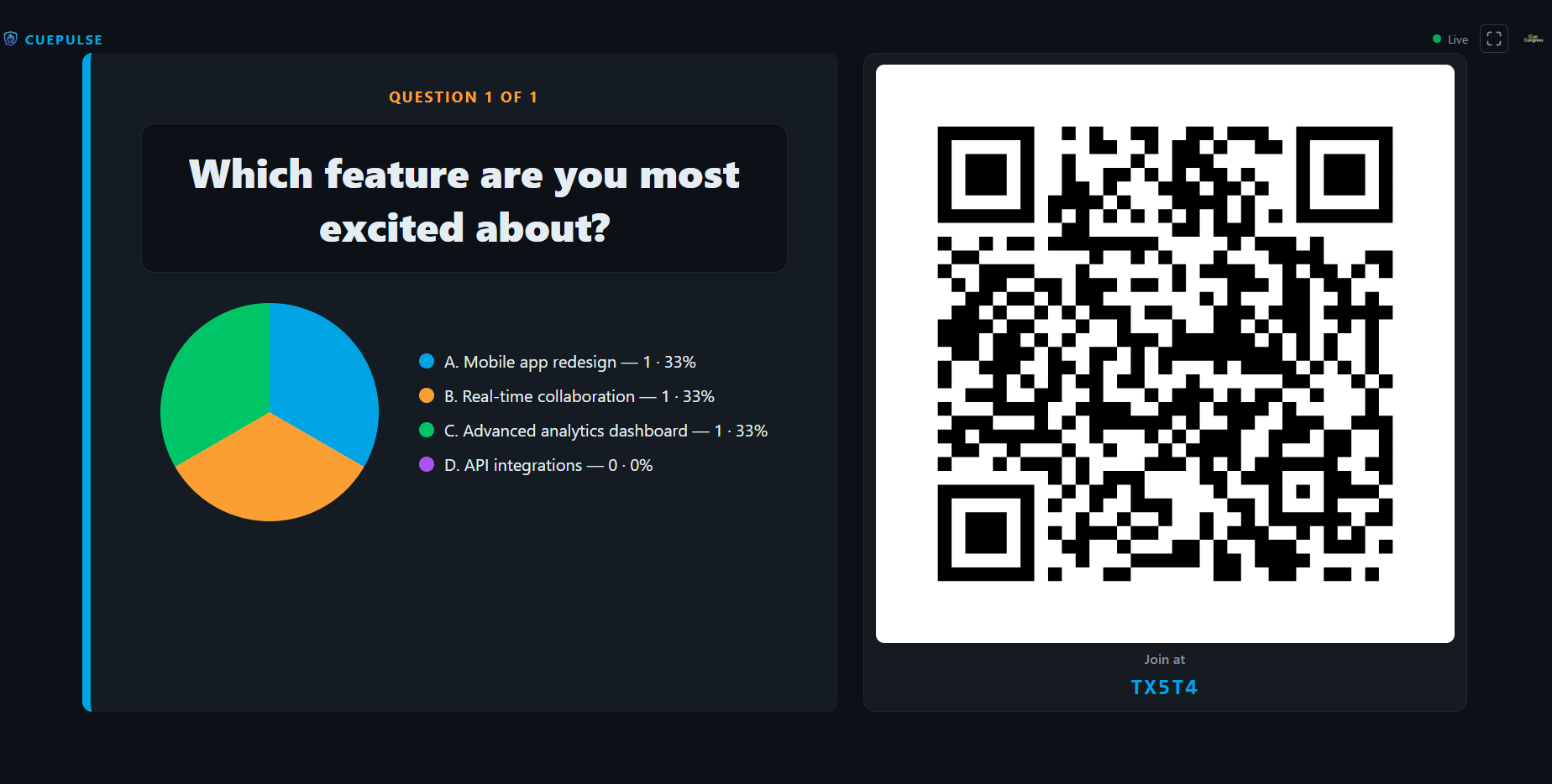 CuePulse - Live Poll Results