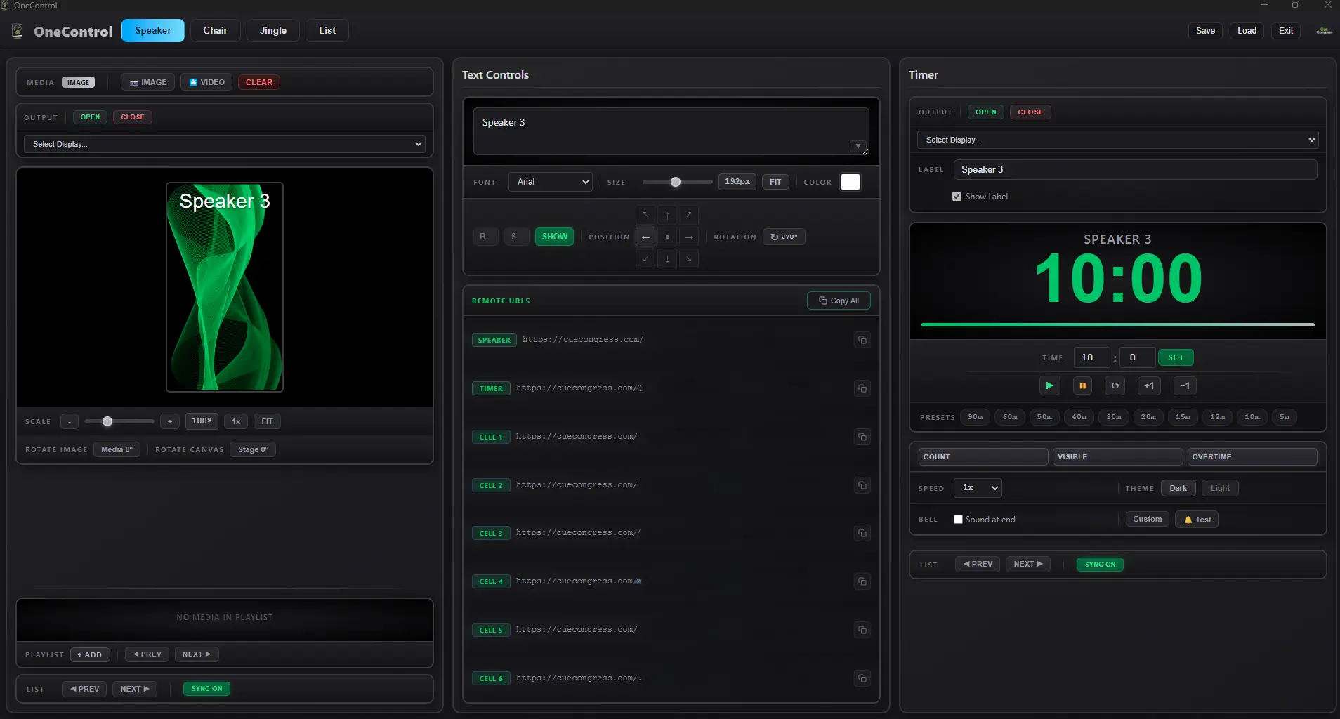 One Control - Speaker Tab
