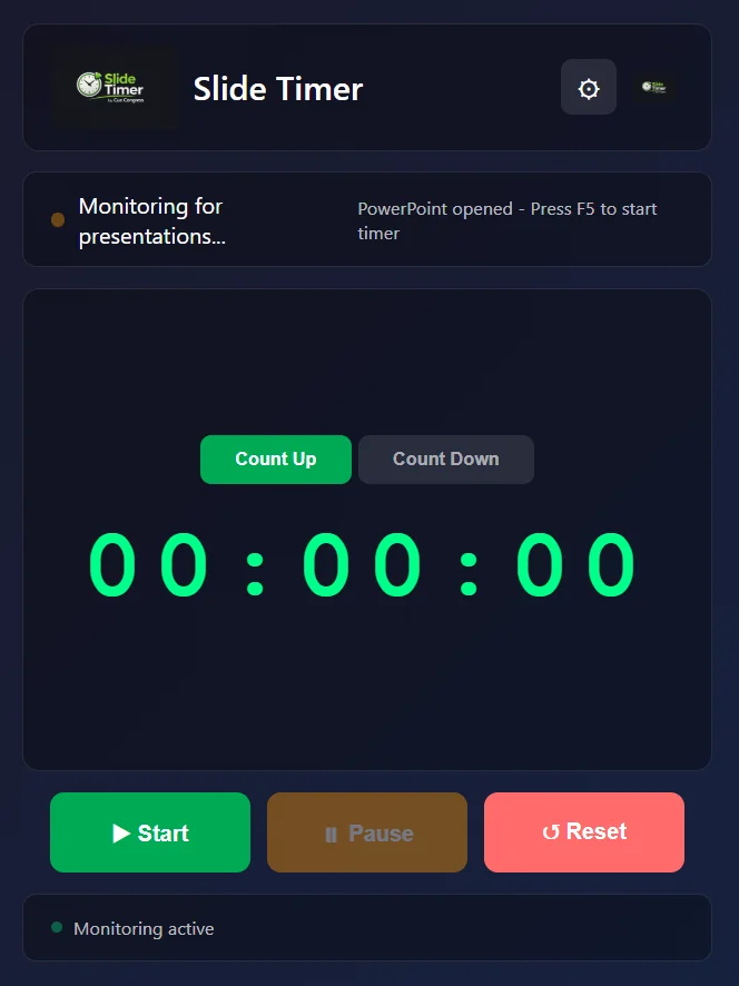 Slide Timer - Control Panel